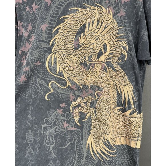Affliction Men's Cut Series Lonely Dragon T-shirt L Black Distressed Y2k - Picture 2 of 13